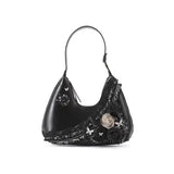 Crescent Moon and Flower Shadow - shoulder diagonal women bag