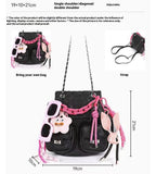 Black& Pink -shoulder cartoon ladies bag