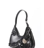 Crescent Moon and Flower Shadow - shoulder diagonal women bag